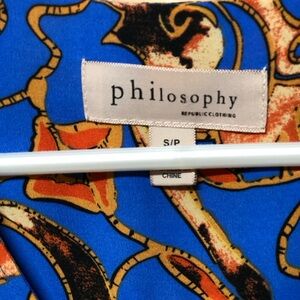 Philosophy Blouse with Vibrant Blue and Orange Colors BNWOT!
